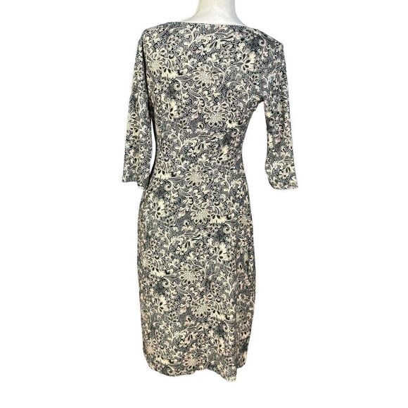 Verse Dress Size Small Black Floral Rouching Cinched Slimming Workwear Classic - Picture 3 of 9